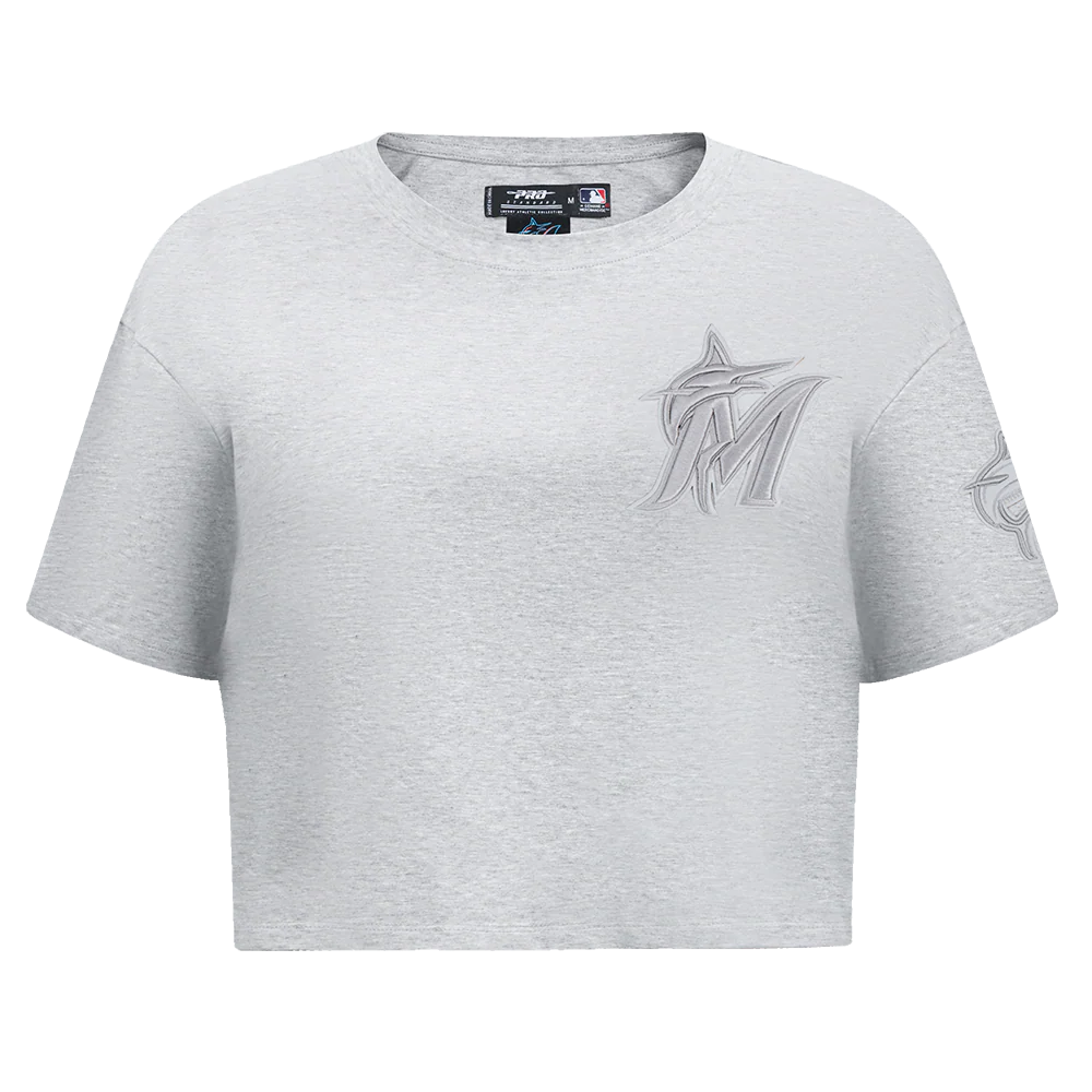 MLB MIAMI MARLINS TRIPLE TONAL SINGLE JERSEY BOXY WOMEN'S TEE (HEATHER GREY)