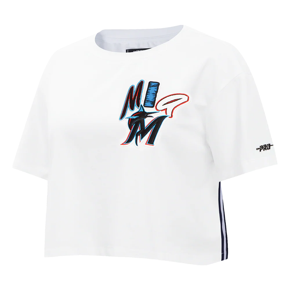 MLB MIAMI MARLINS CITY RANSOM WOMEN'S SJ BOXY TEE (WHITE) - Image 2