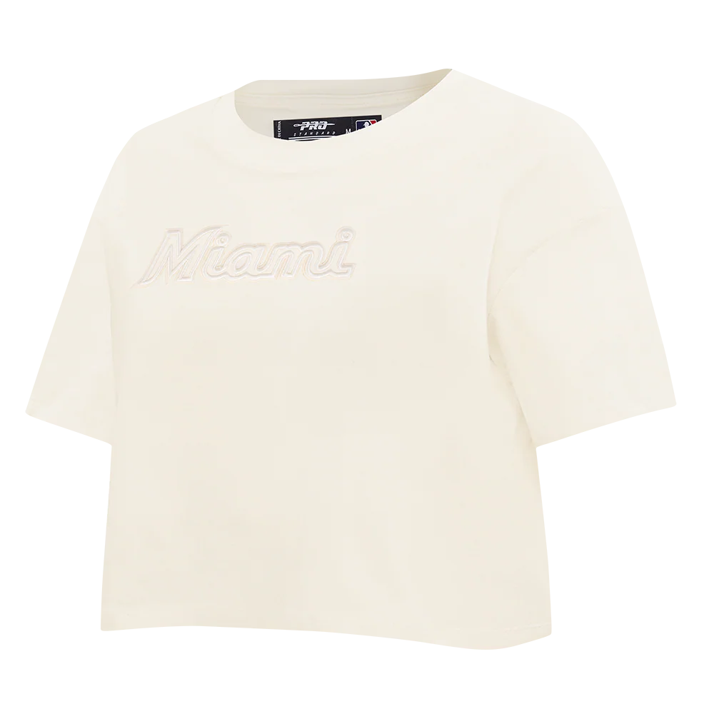 MLB MIAMI MARLINS NEUTRAL WOMEN'S BOXY TOP (EGGSHELL) - Image 2
