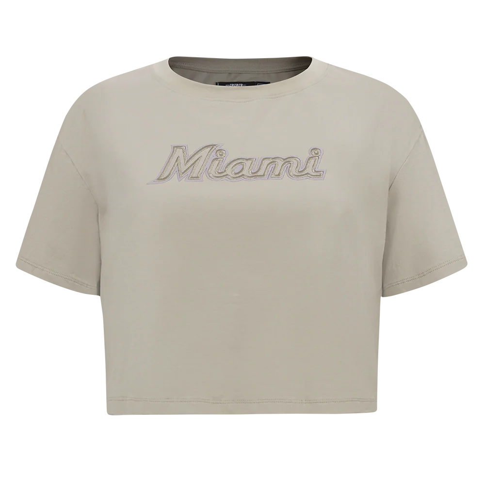 MLB MIAMI MARLINS NEUTRAL WOMEN'S BOXY TOP (TAUPE)