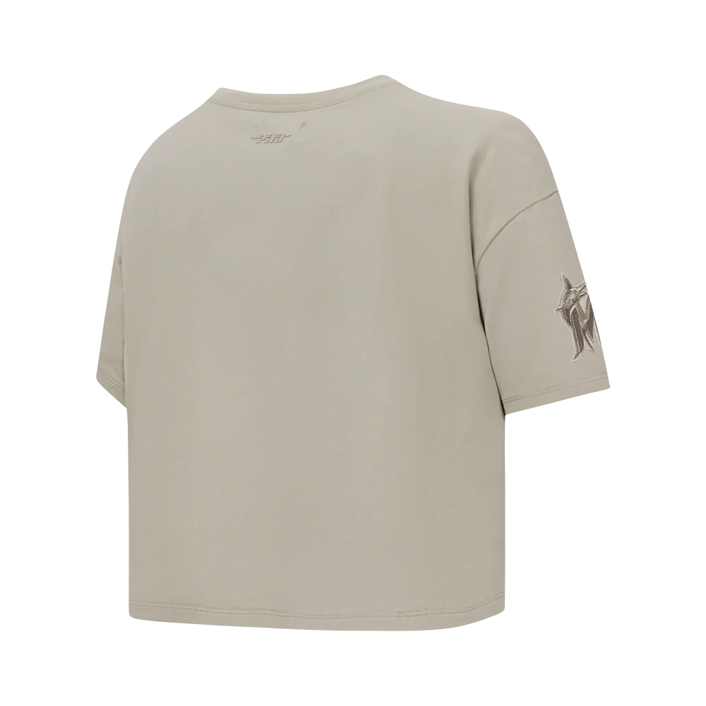 MLB MIAMI MARLINS NEUTRAL WOMEN'S BOXY TOP (TAUPE) - Image 4