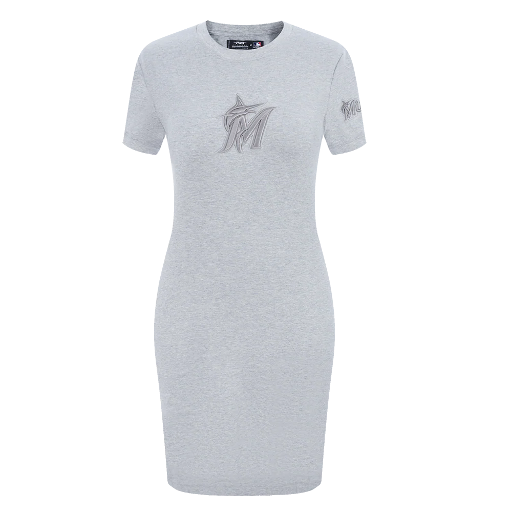 MLB MIAMI MARLINS TRIPLE TONAL BODYCON WOMEN'S DRESS (HEATHER GREY)