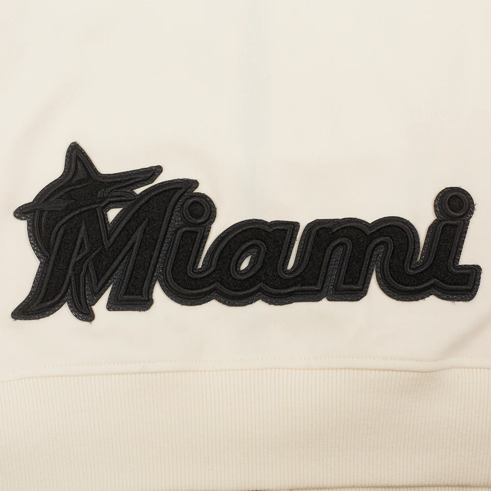 MLB MIAMI MARLINS TRIPLE TONAL WOMEN'S DOUBLE KNIT FULL ZIP HOODIE (EGGSHELL) - Image 7