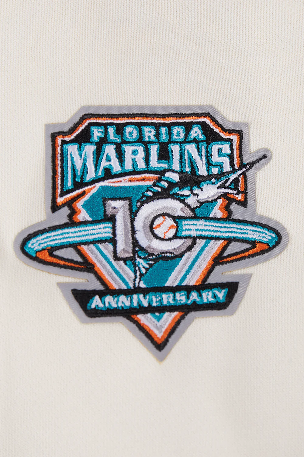 MLB FLORIDA MARLINS RETRO CLASSIC WOMEN'S CROPPED PULLOVER HOODIE (EGGSHELL/ BLACK) - Image 6
