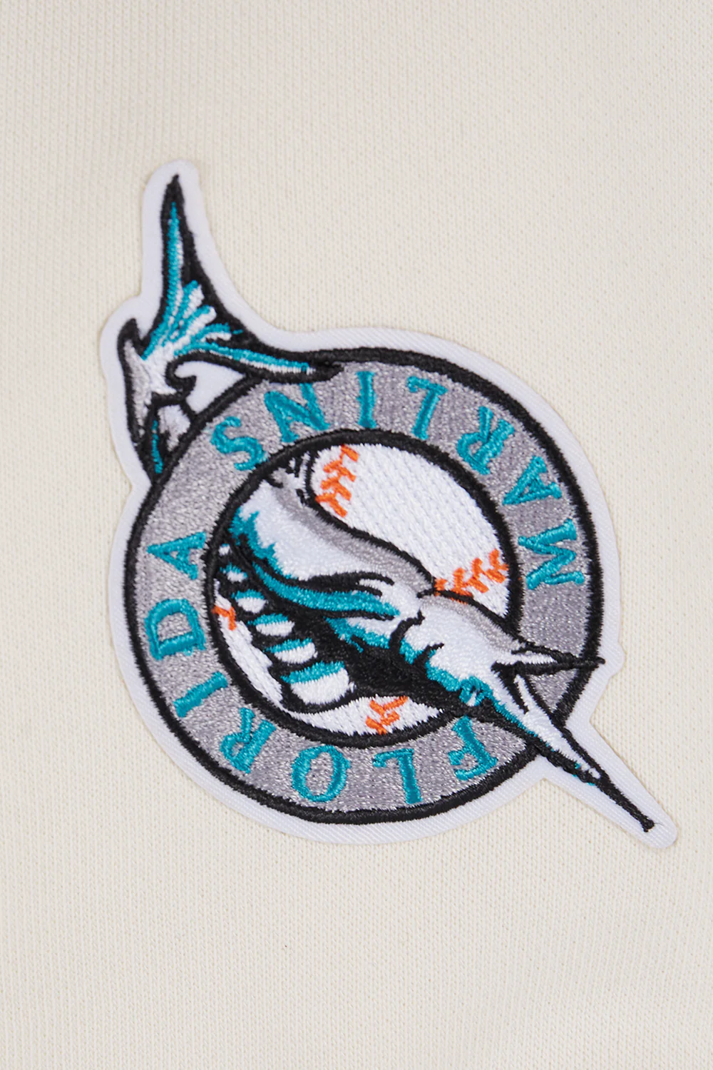 MLB FLORIDA MARLINS RETRO CLASSIC WOMEN'S CROPPED PULLOVER HOODIE (EGGSHELL/ BLACK) - Image 7