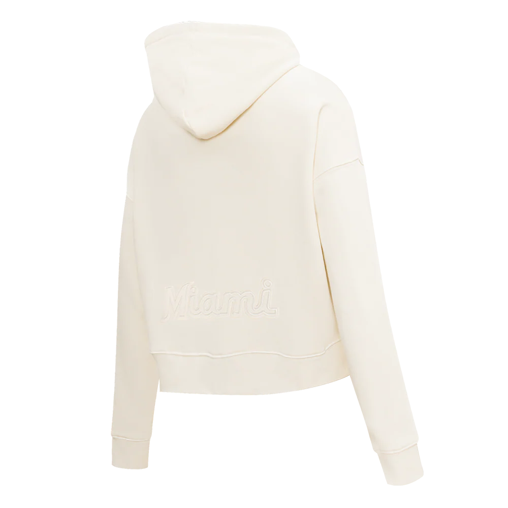 MLB MIAMI MARLINS NEUTRAL WOMEN'S CROPPED PO HOODIE (EGGSHELL) - Image 4