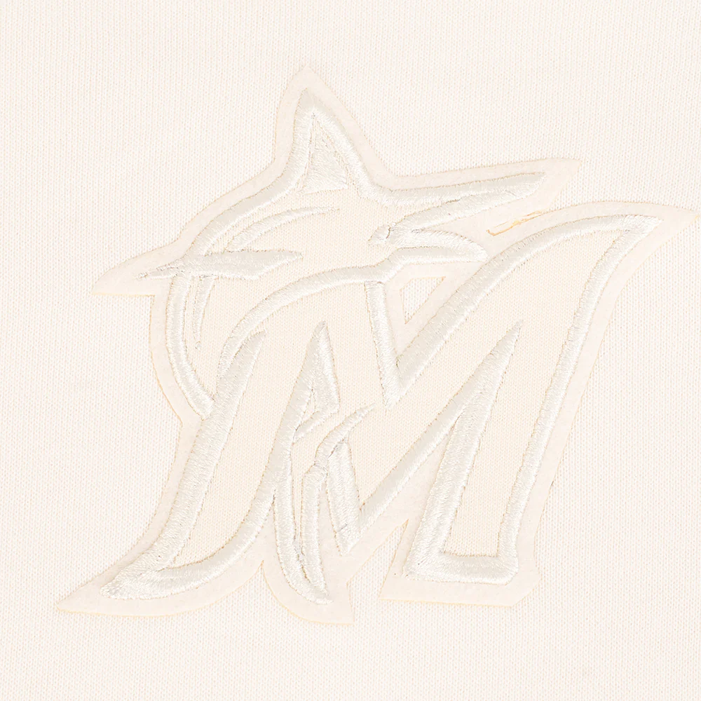 MLB MIAMI MARLINS NEUTRAL WOMEN'S CROPPED PO HOODIE (EGGSHELL) - Image 5