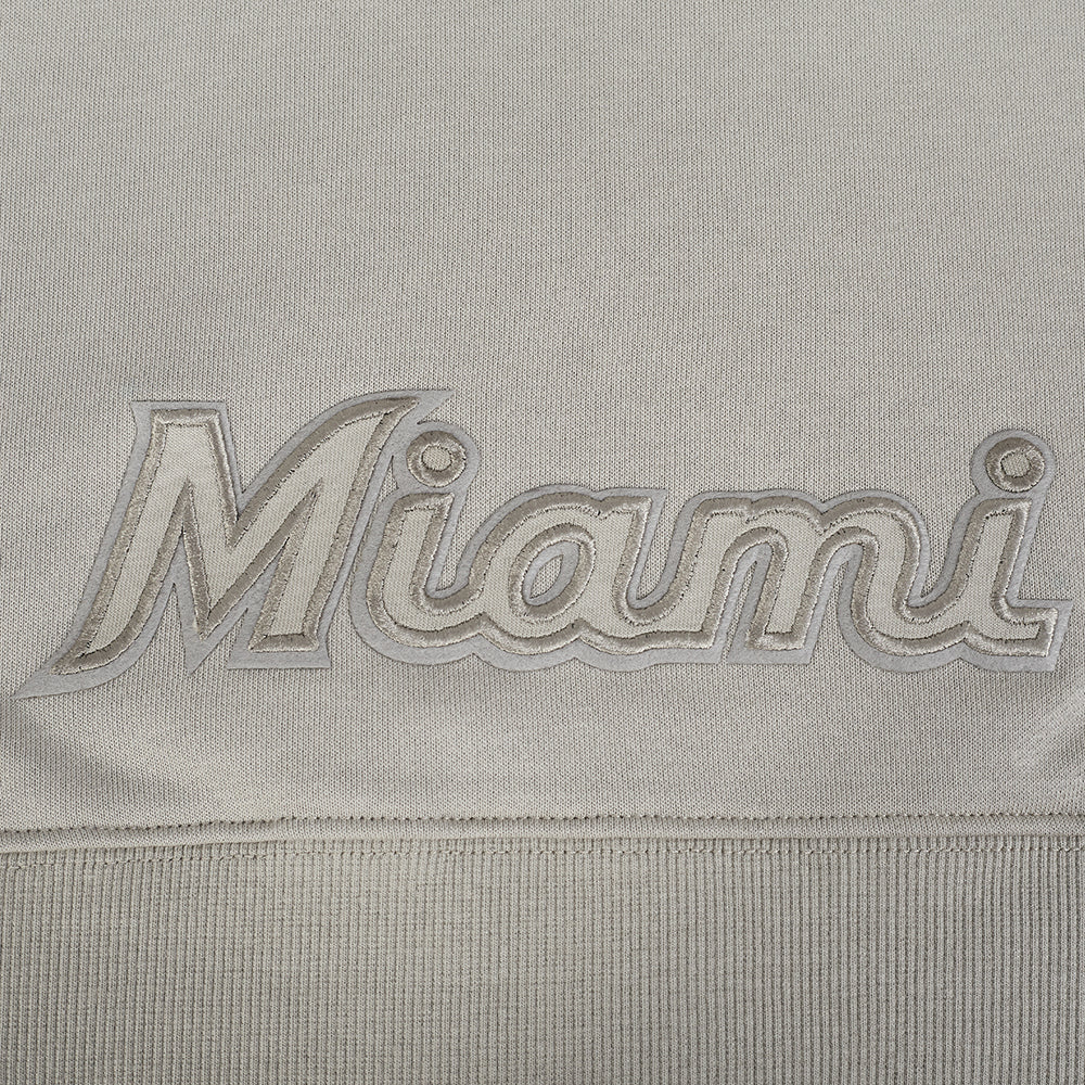 MLB MIAMI MARLINS NEUTRAL WOMEN'S CROPPED PO HOODIE (TAUPE) - Image 6
