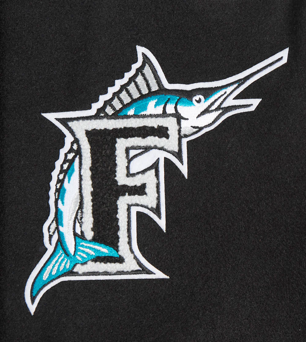 MLB FLORIDA MARLINS RETRO CLASSIC WOMEN'S RIB WOOL VARSITY JACKET (BLACK/WHITE) - Image 6