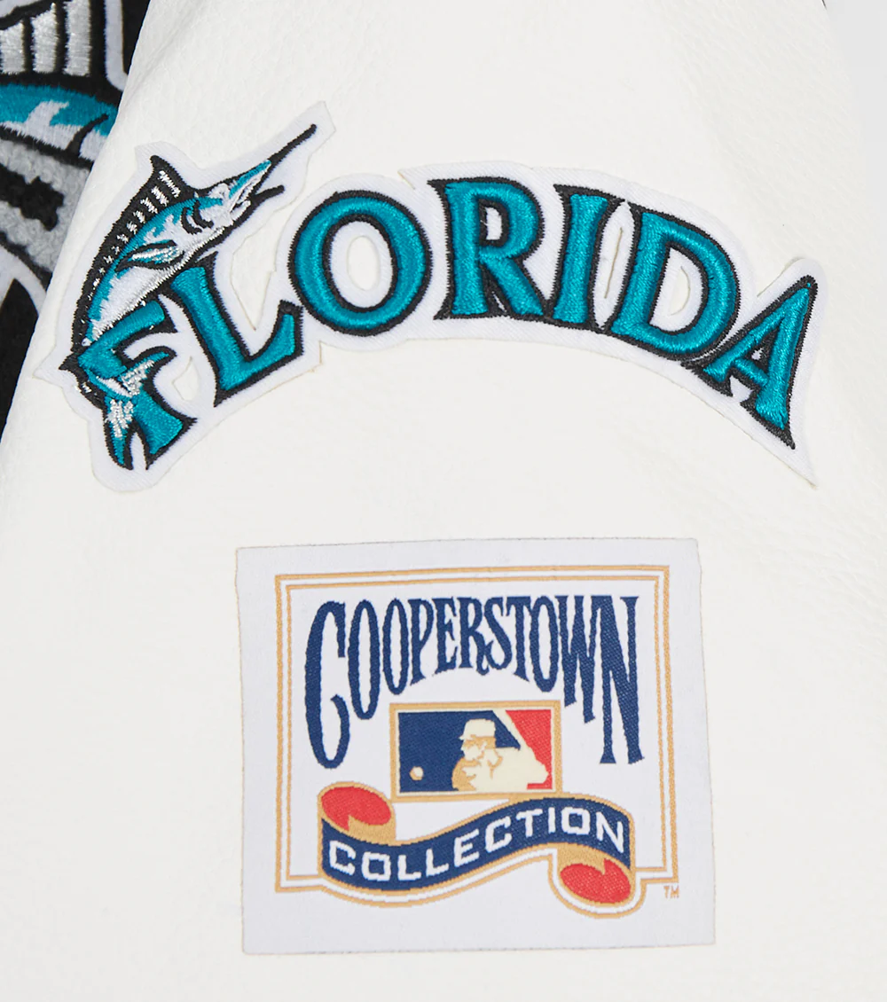 MLB FLORIDA MARLINS RETRO CLASSIC WOMEN'S RIB WOOL VARSITY JACKET (BLACK/WHITE) - Image 9