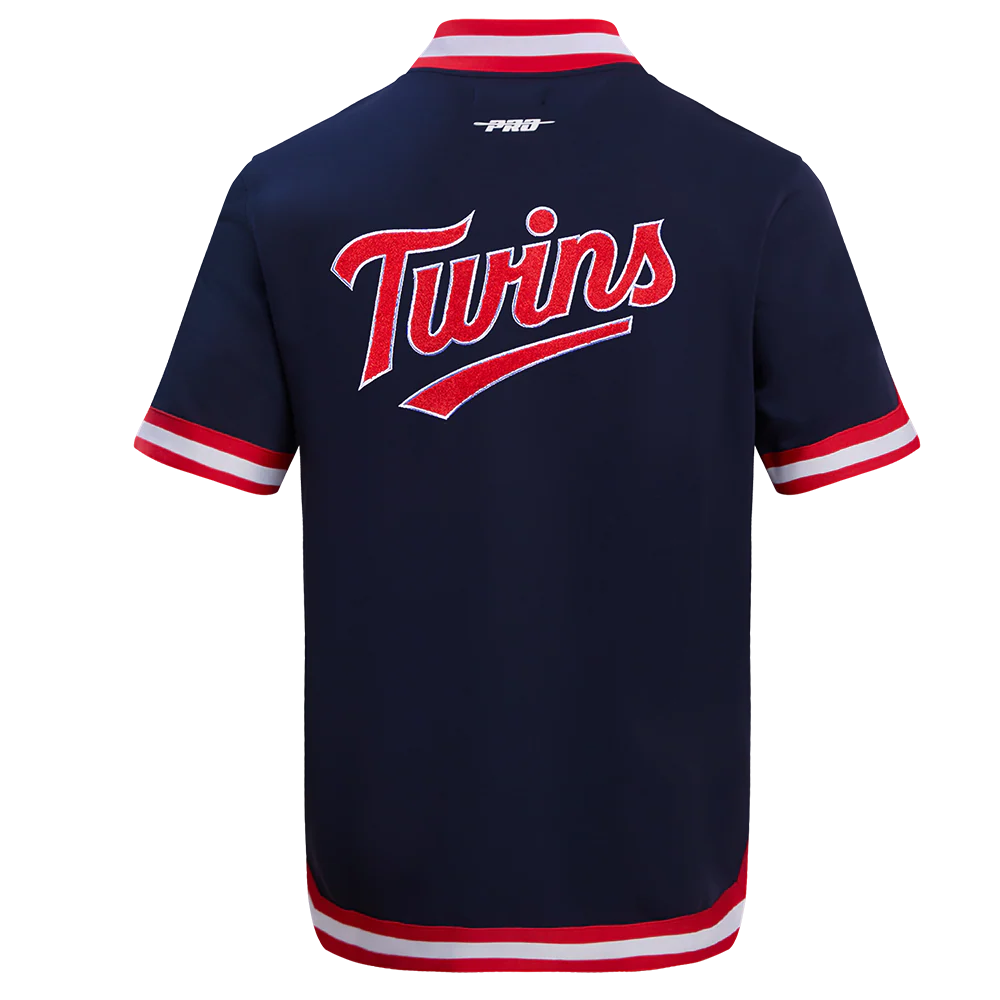 MLB MINNESOTA TWINS CLASSIC MEN'S WARM UP JACKET (MIDNIGHT NAVY/RED) - Image 3