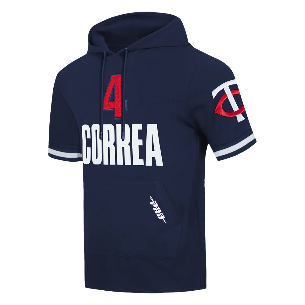 MLB MINNESOTA TWINS CARLOS CORREA #4 CLASSIC MEN'S SHORT SLEEVE PULLOVER HOODIE (MIDNIGHT NAVY) - Image 2