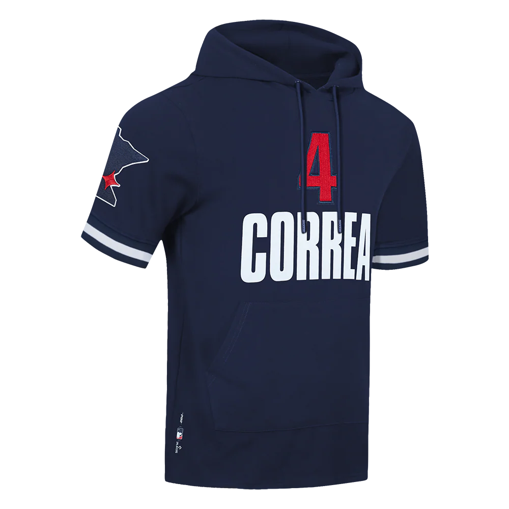 MLB MINNESOTA TWINS CARLOS CORREA #4 CLASSIC MEN'S SHORT SLEEVE PULLOVER HOODIE (MIDNIGHT NAVY) - Image 3
