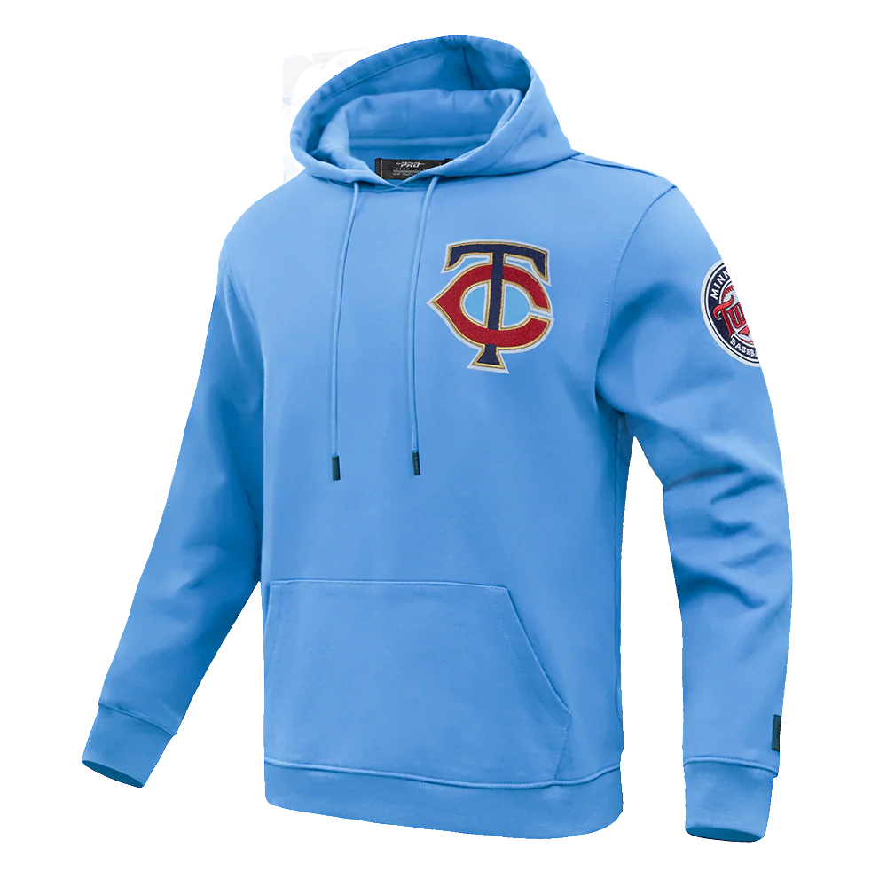 MLB MINNESOTA TWINS CLASSIC CHENILLE MEN'S DOUBLE KNIT PULLOVER HOODIE (UNIVERSITY BLUE) - Image 2