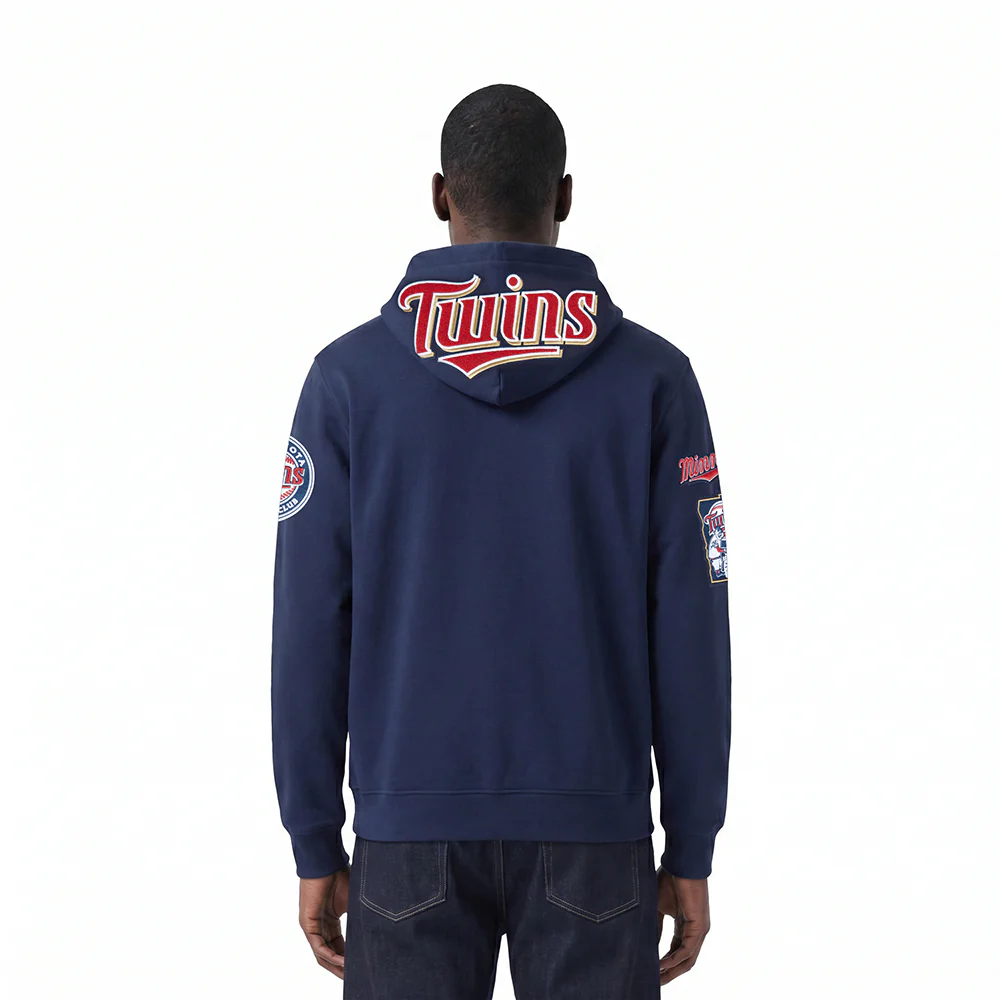 MLB MINNESOTA TWINS CLASSIC CHENILLE MEN'S FULL ZIP HOODIE (MIDNIGHT NAVY) - Image 2