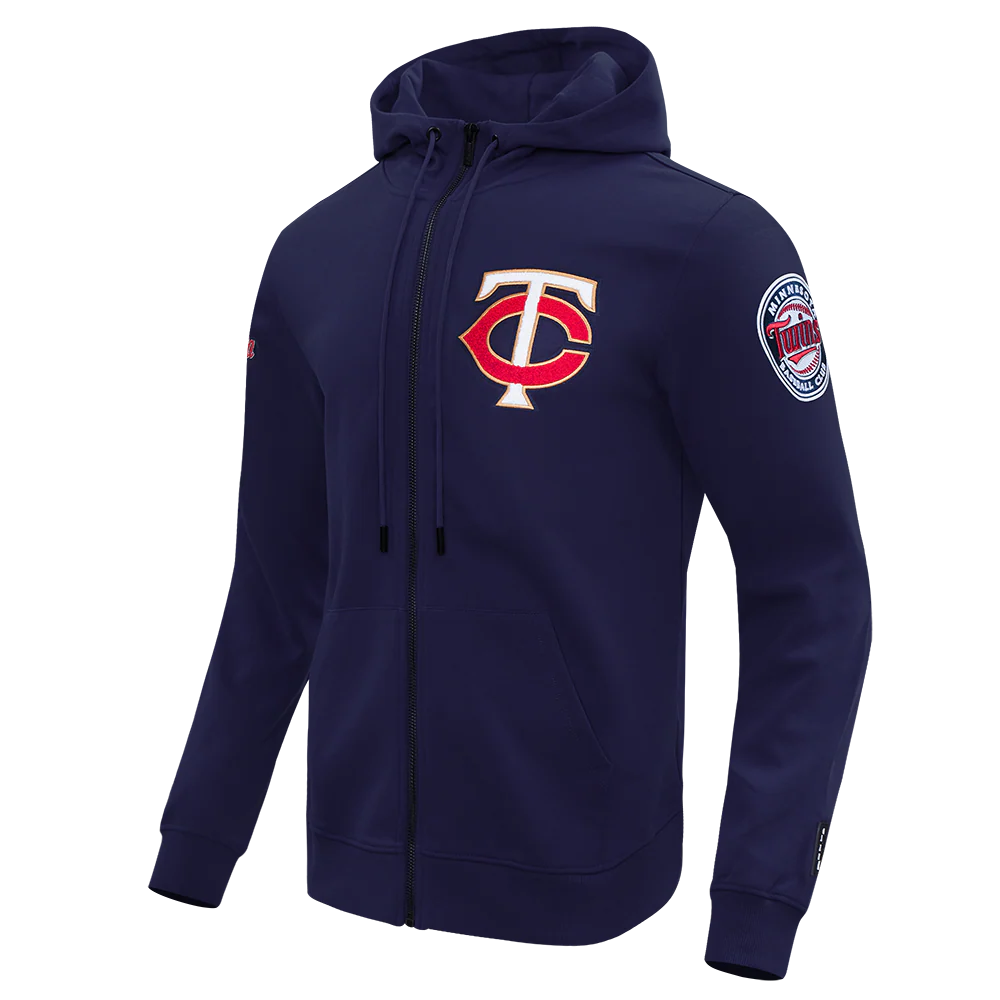 MLB MINNESOTA TWINS CLASSIC CHENILLE MEN'S FULL ZIP HOODIE (MIDNIGHT NAVY) - Image 4
