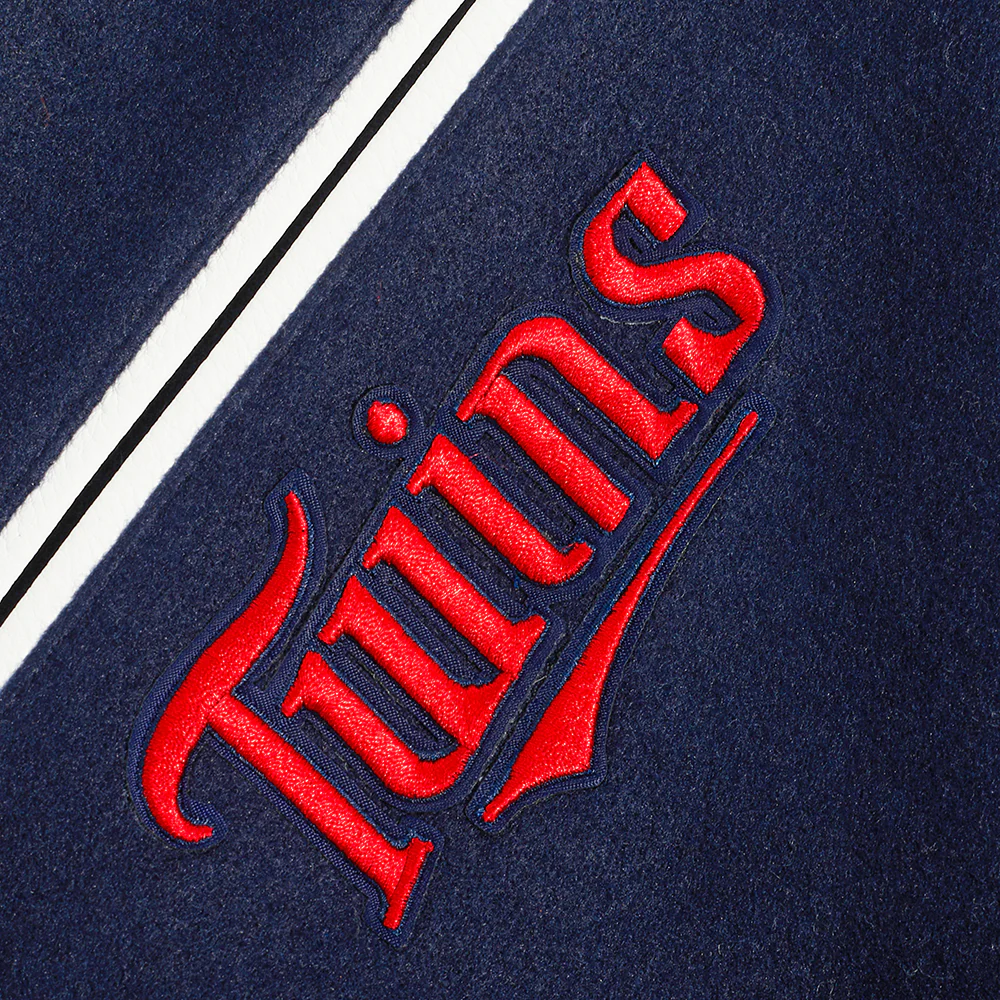 MLB MINNESOTA TWINS RETRO CLASSIC MEN'S RIB VARSITY JACKET (MIDNIGHT NAVY/RED/MIDNIGHT NAVY) - Image 9