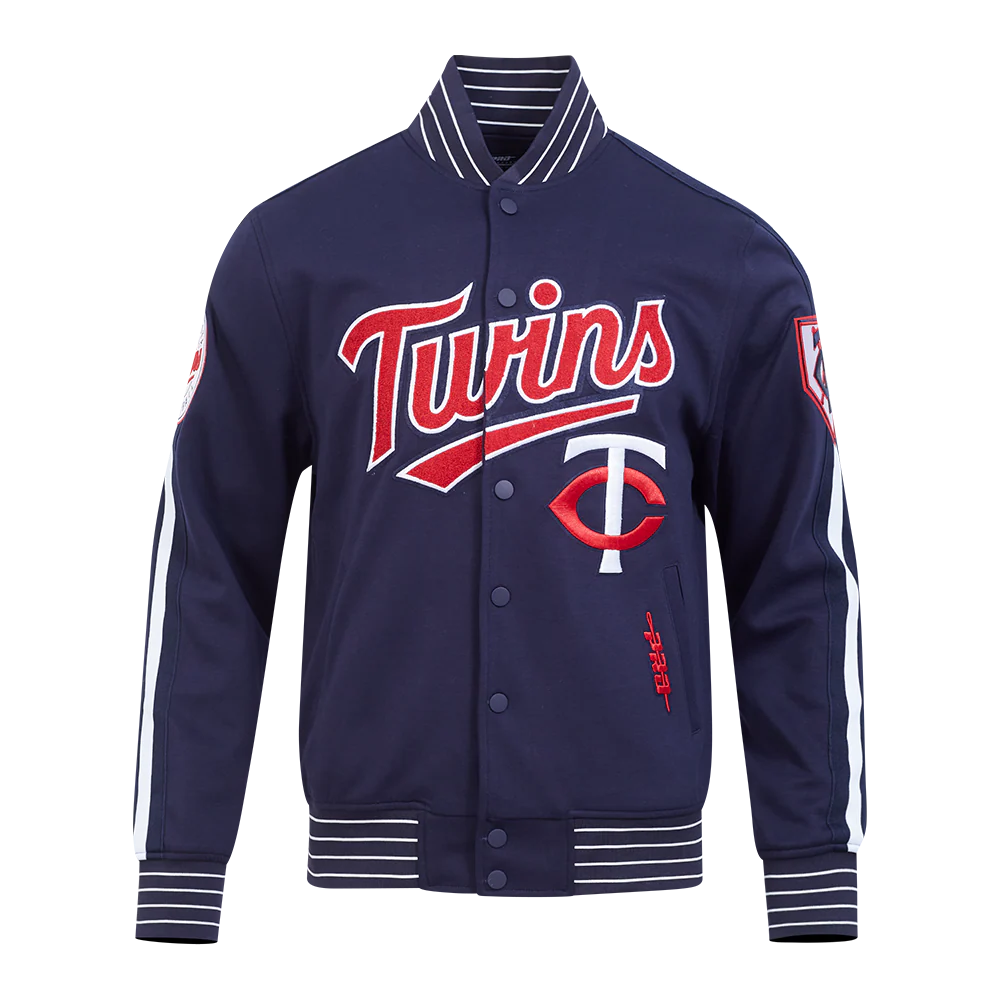 MLB MINNESOTA TWINS CURRENT LOGO PRO GAME DAY MEN'S DOUBLE KNIT JACKET (MIDNIGHT NAVY/WHITE)