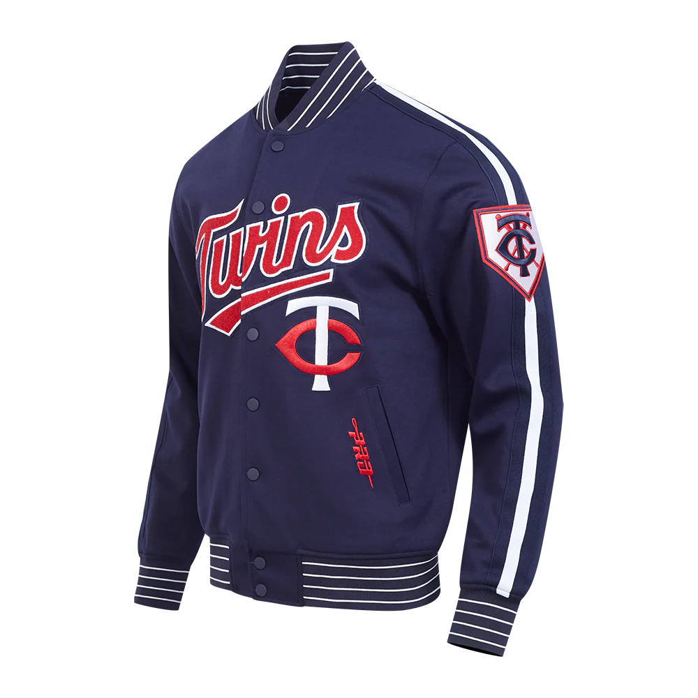 MLB MINNESOTA TWINS CURRENT LOGO PRO GAME DAY MEN'S DOUBLE KNIT JACKET (MIDNIGHT NAVY/WHITE) - Image 2