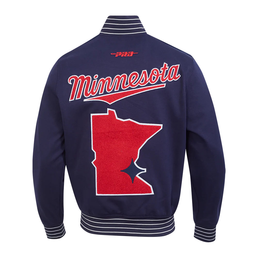 MLB MINNESOTA TWINS CURRENT LOGO PRO GAME DAY MEN'S DOUBLE KNIT JACKET (MIDNIGHT NAVY/WHITE) - Image 3