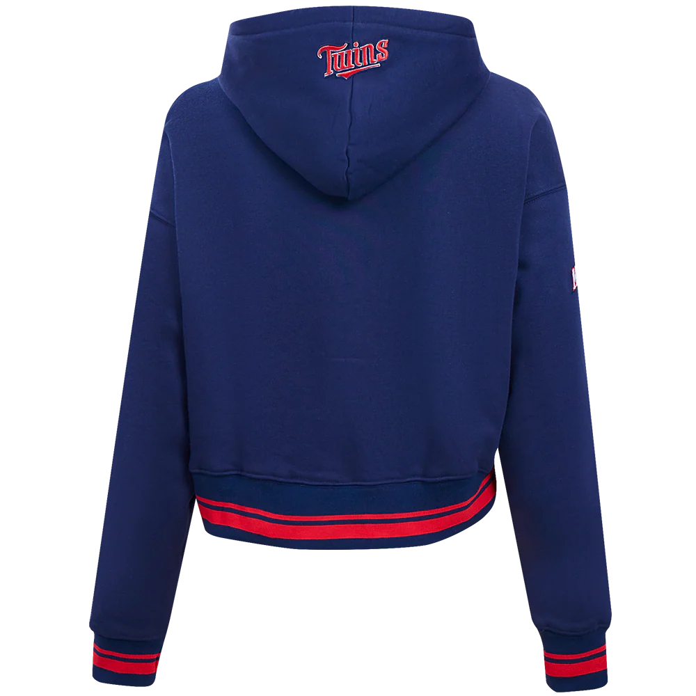 MLB MINNESOTA TWINS RETRO CLASSIC WOMEN'S RIB CROPPED PULLOVER HOODIE (MIDNIGHT NAVY/RED/MIDNIGHT NAVY) - Image 4