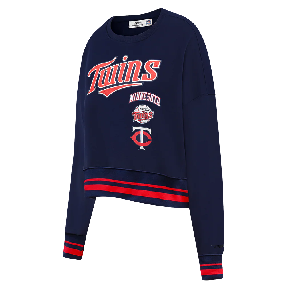 MLB MINNESOTA TWINS RETRO CLASSIC WOMEN'S RIB CREWNECK (MIDNIGHT NAVY/RED/MIDNIGHT NAVY) - Image 2