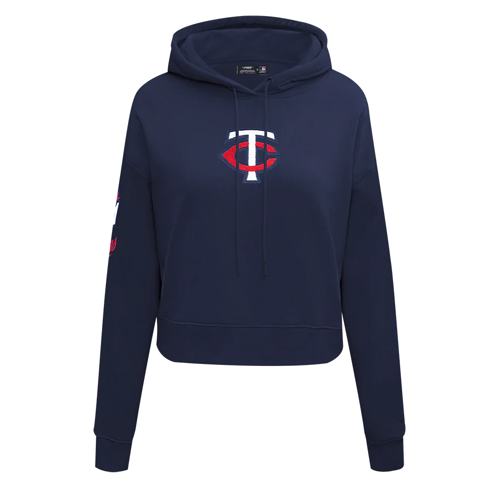 MLB MINNESOTA TWINS CLASSIC WOMEN'S CROPPED PULLOVER HOODIE (MIDNIGHT NAVY)