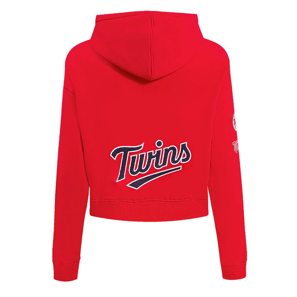 MLB MINNESOTA TWINS CLASSIC WOMEN'S CROPPED PULLOVER HOODIE (RED) - Image 4