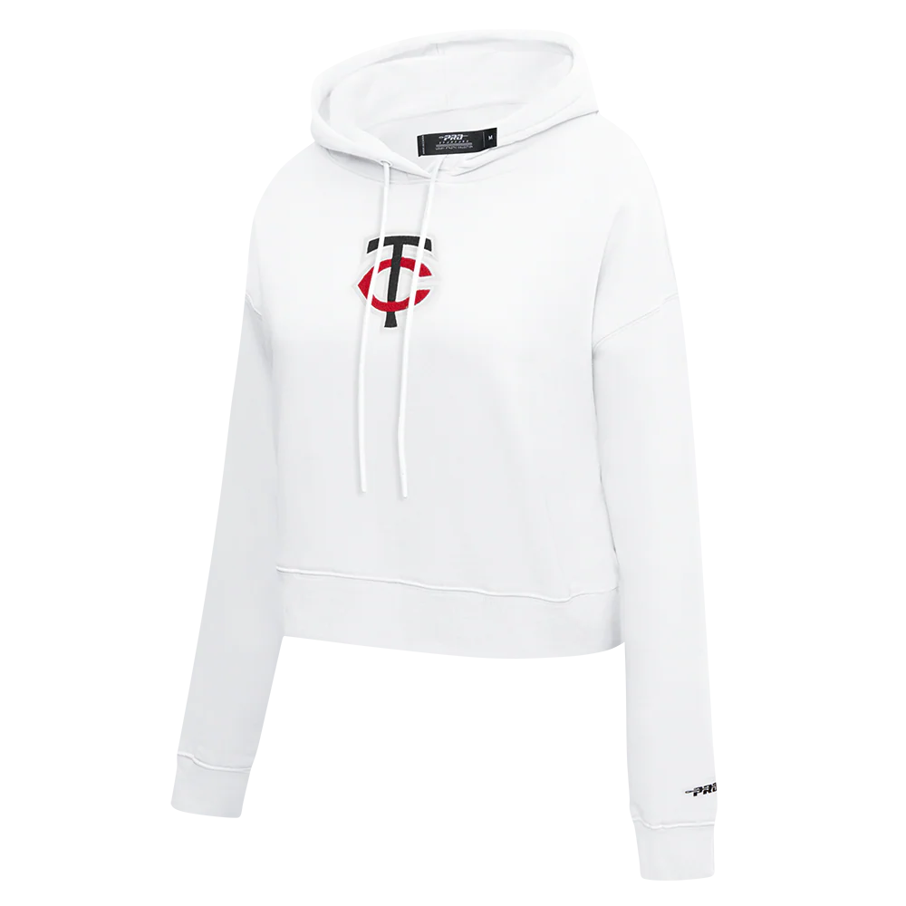 MLB MINNESOTA TWINS CLASSIC WOMEN'S CROPPED PULLOVER HOODIE (WHITE) - Image 2