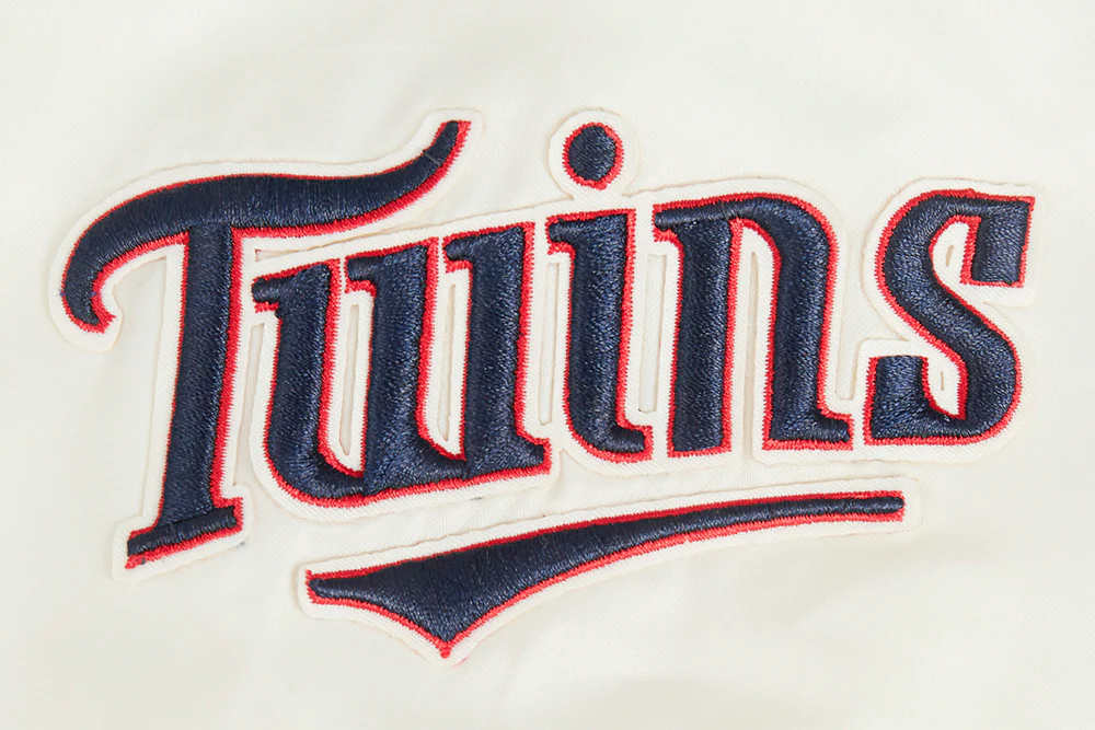 MLB MINNESOTA TWINS RETRO CLASSIC WOMEN'S RIB SATIN JACKET (EGGSHELL/ RED) - Image 5