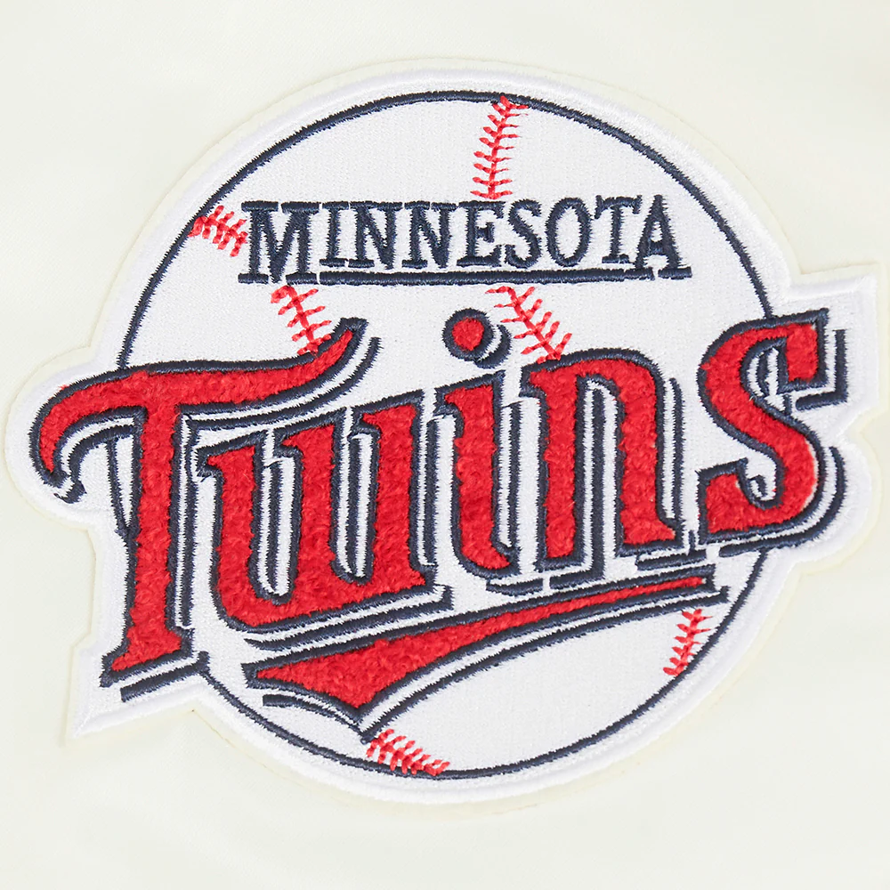 MLB MINNESOTA TWINS RETRO CLASSIC WOMEN'S RIB SATIN JACKET (EGGSHELL/ RED) - Image 8