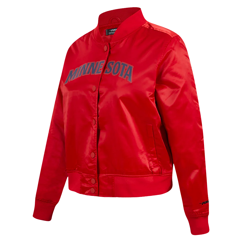 MLB MINNESOTA TWINS CLASSIC WOMEN'S SATIN JACKET (RED) - Image 2