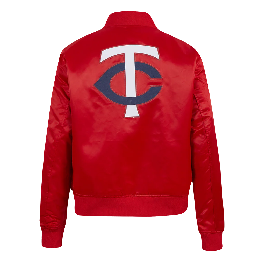 MLB MINNESOTA TWINS CLASSIC WOMEN'S SATIN JACKET (RED) - Image 3