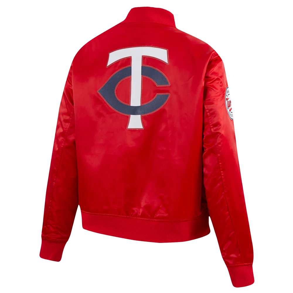 MLB MINNESOTA TWINS CLASSIC WOMEN'S SATIN JACKET (RED) - Image 4