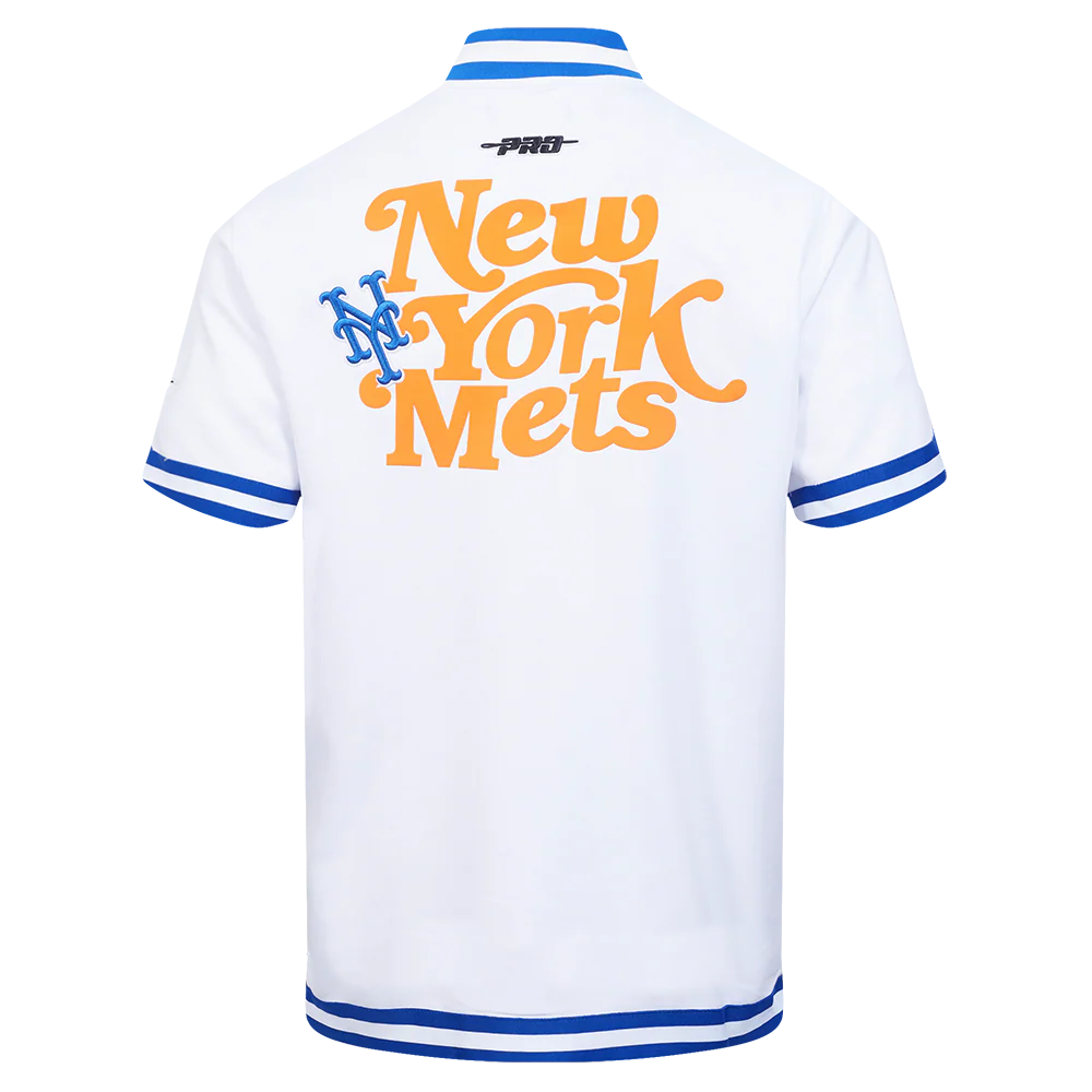 MLB NEW YORK METS SOUVENIR MEN'S WARM UP JACKET (WHITE/ROYAL BLUE) - Image 3