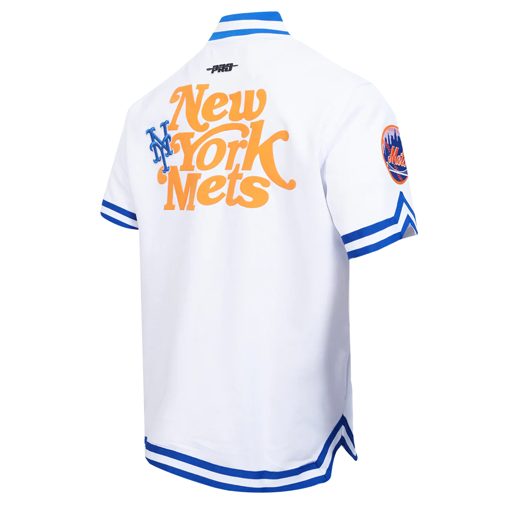 MLB NEW YORK METS SOUVENIR MEN'S WARM UP JACKET (WHITE/ROYAL BLUE) - Image 4