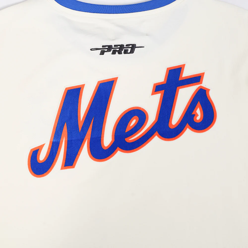 MLB NEW YORK METS RETRO CASCADE MEN'S RINGER TOP (EGGSHELL/ROYAL BLUE) - Image 5