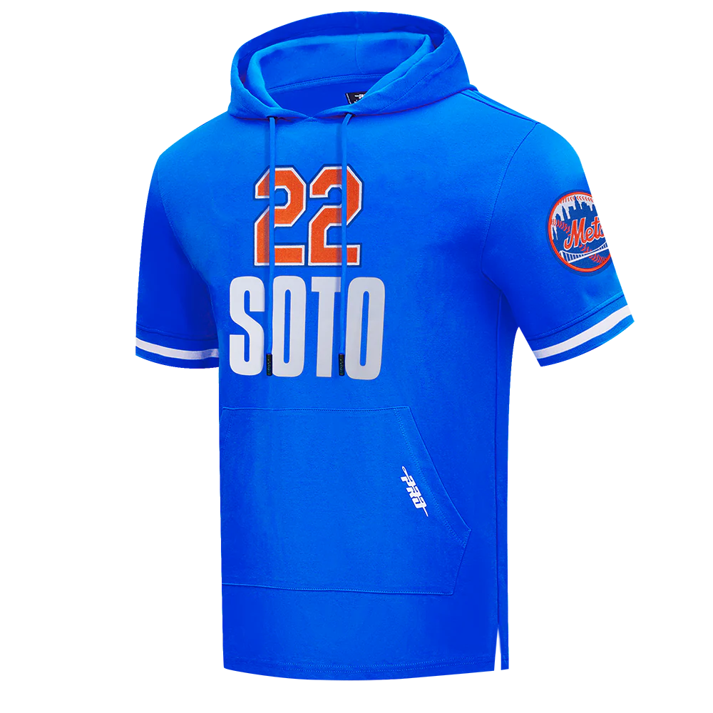 MLB NEW YORK METS JUAN SOTO #22 CLASSIC PLAYER NAME AND NUMBER MEN'S SHORT SLEEVE PULLOVER HOODIE (ROYAL BLUE) - Image 2