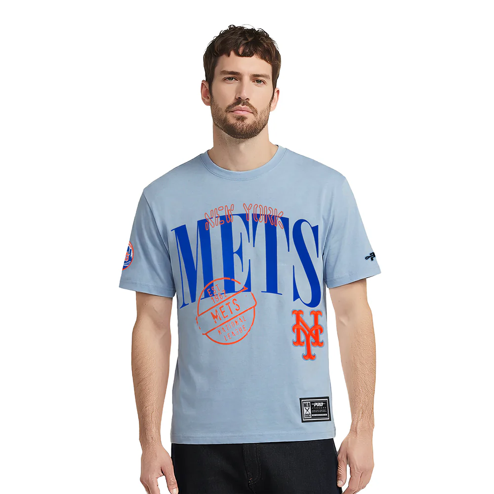 MLB NEW YORK METS  STAMPED MEN'S S/S TEE (DUSTY BLUE)