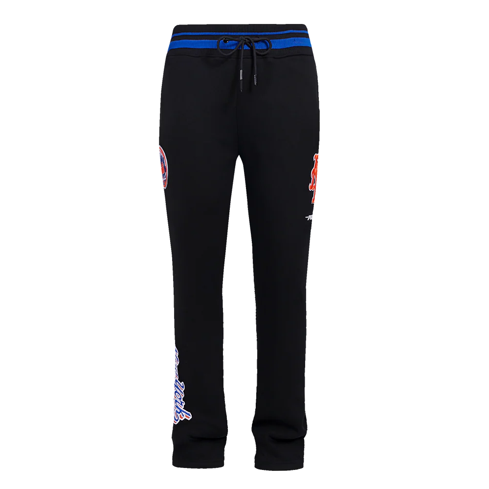 MLB NEW YORK METS SCRIPT TAIL MEN'S RIB FLEECE SWEATPANT (BLACK/ROYAL BLUE/BLACK) - Image 2