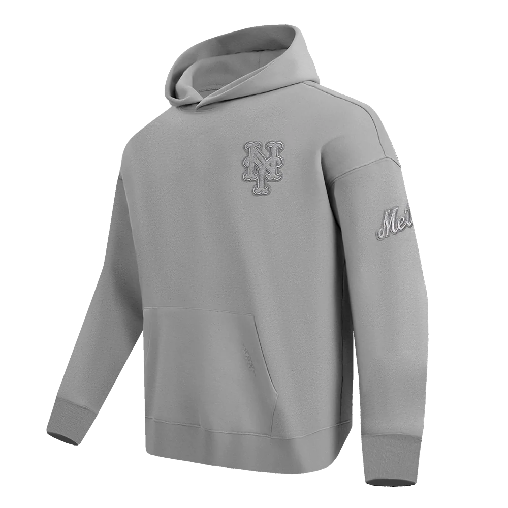 MLB NEW YORK METS NEUTRAL MEN'S DROP SHOULDER PULLOVER HOODIE (DARK HEATHER GRAY) - Image 2