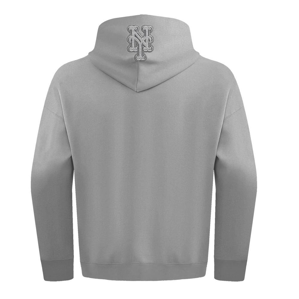 MLB NEW YORK METS NEUTRAL MEN'S DROP SHOULDER PULLOVER HOODIE (DARK HEATHER GRAY) - Image 3