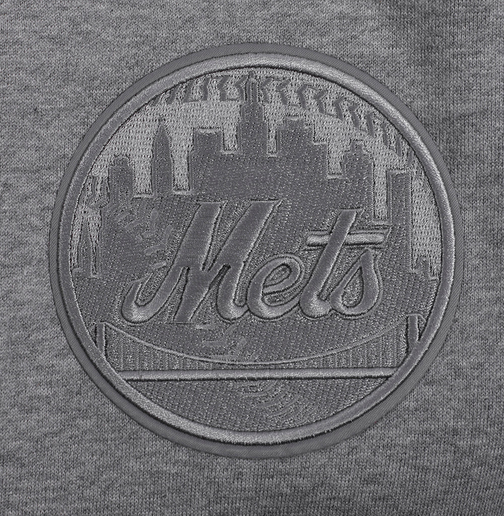 MLB NEW YORK METS NEUTRAL MEN'S DROP SHOULDER PULLOVER HOODIE (DARK HEATHER GRAY) - Image 5
