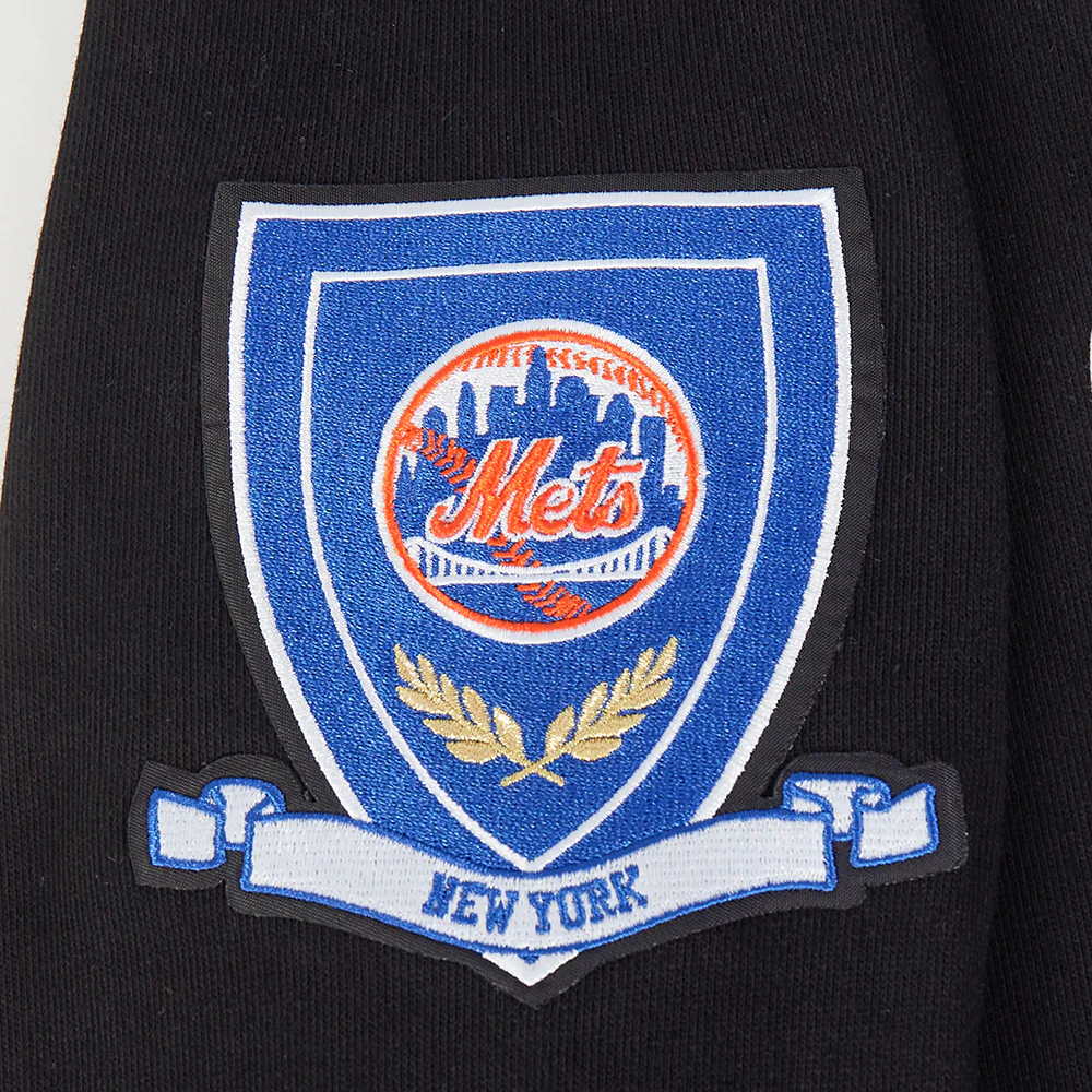 MLB NEW YORK METS PRO PREP RIB FLEECE PULLOVER HOODIE (BLACK/ROYAL BLUE/BLACK) - Image 7