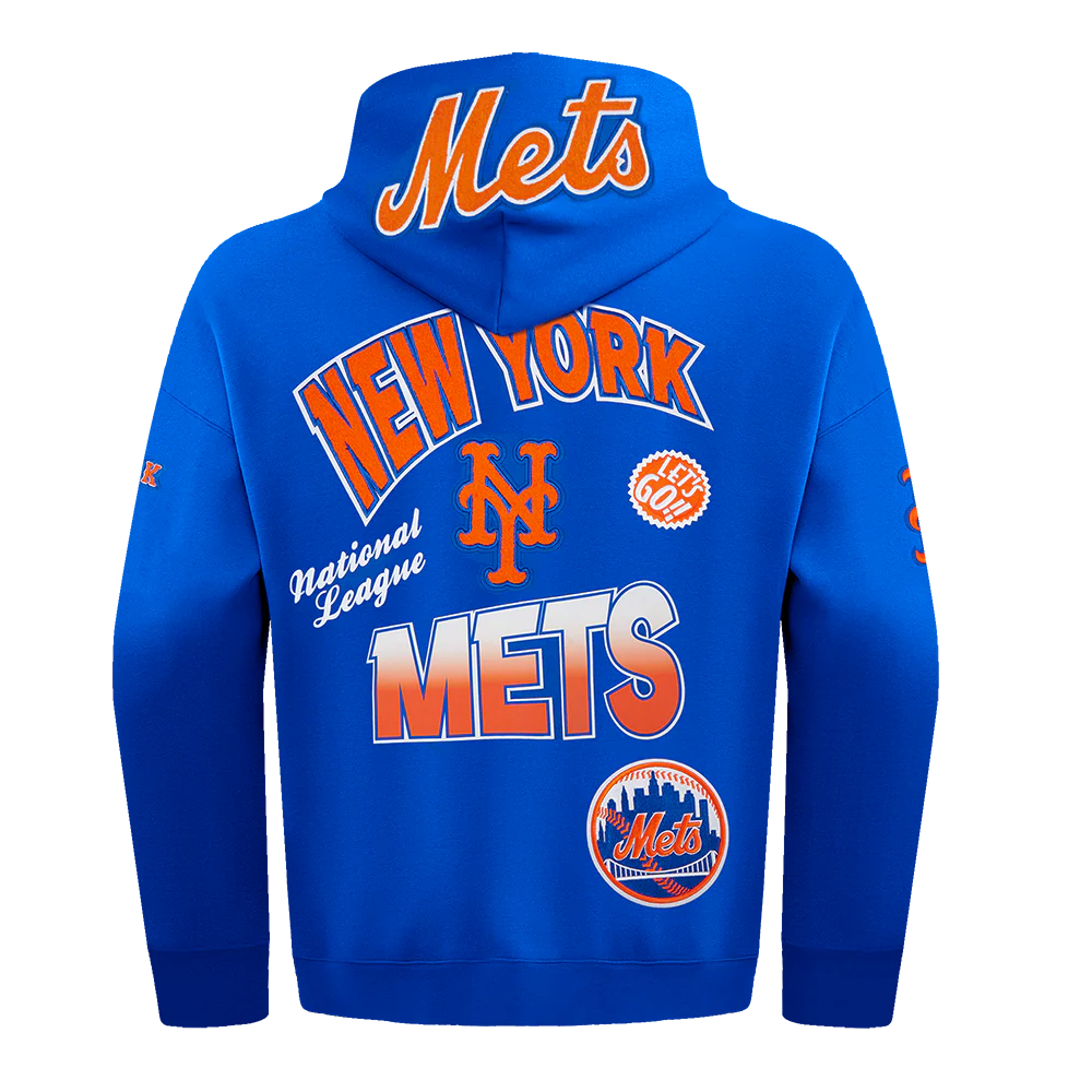 MLB NEW YORK METS TURN IT UP MEN'S DROP SHOULDER FLC PO HOODIE (ROYAL BLUE) - Image 3