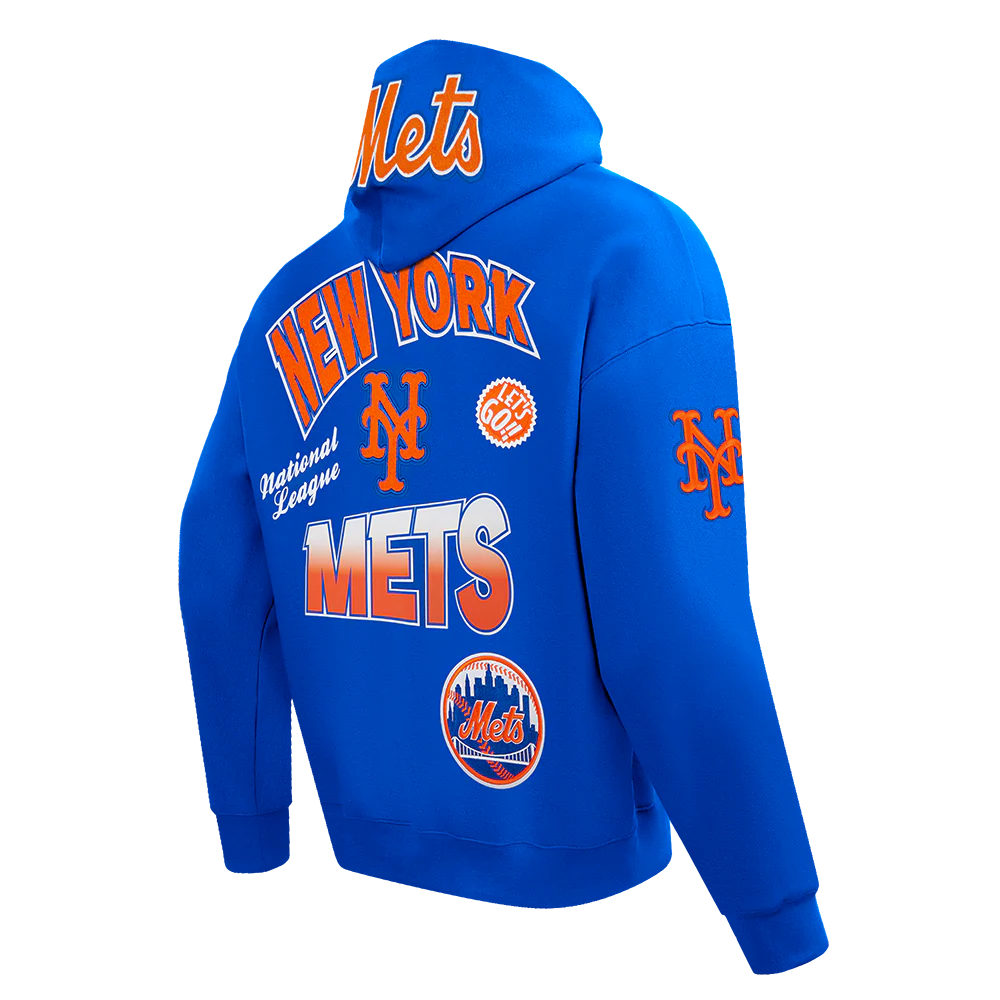 MLB NEW YORK METS TURN IT UP MEN'S DROP SHOULDER FLC PO HOODIE (ROYAL BLUE) - Image 4