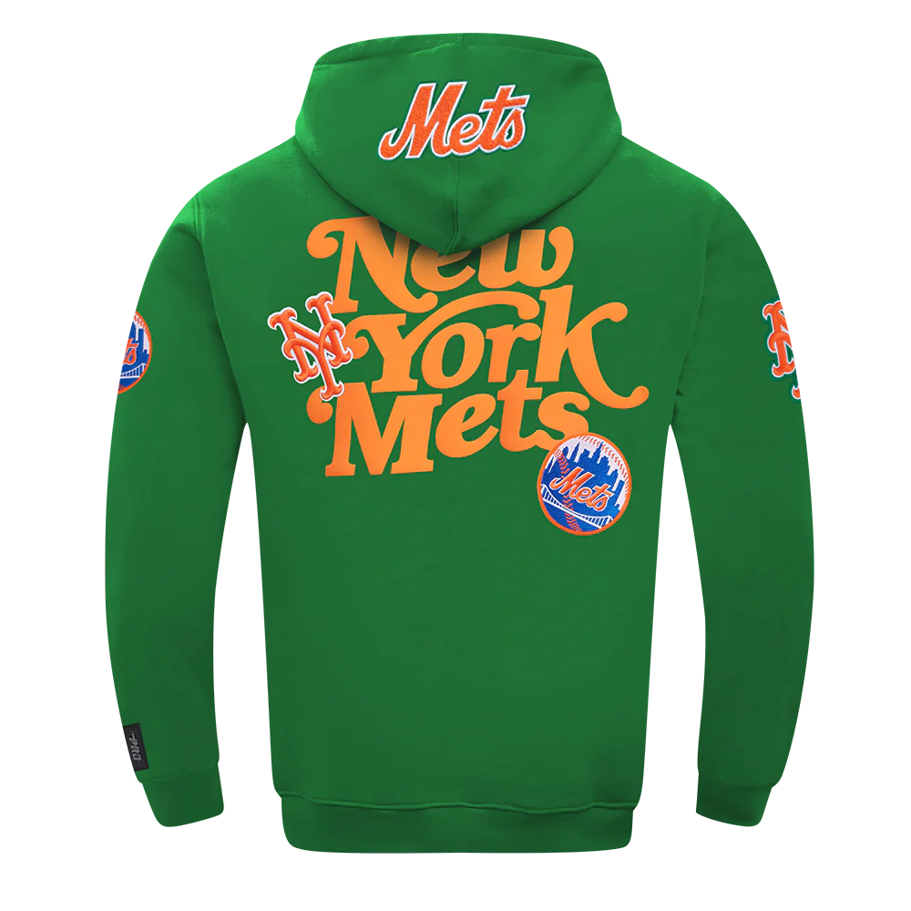 MLB NEW YORK METS SOUVENIR MEN'S FLEECE PULLOVER HOODIE (KELLY GREEN) - Image 3