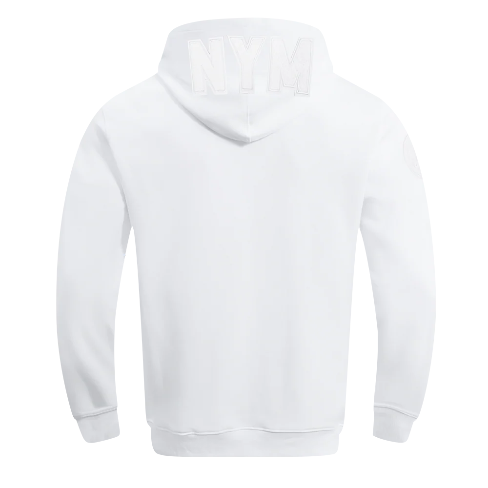 MLB NEW YORK METS WHITE OUT MEN'S DOUBLE KNIT PULLOVER HOODIE (WHITE) - Image 3