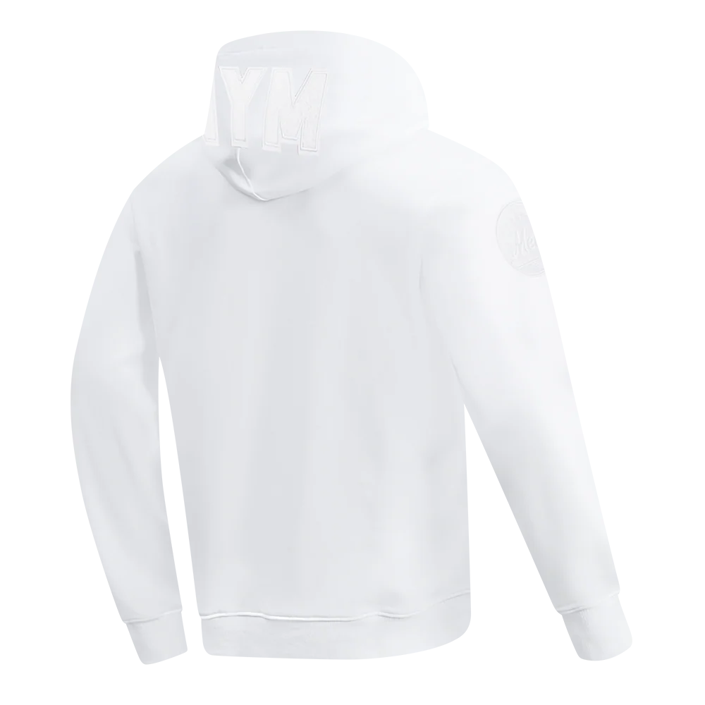 MLB NEW YORK METS WHITE OUT MEN'S DOUBLE KNIT PULLOVER HOODIE (WHITE) - Image 4