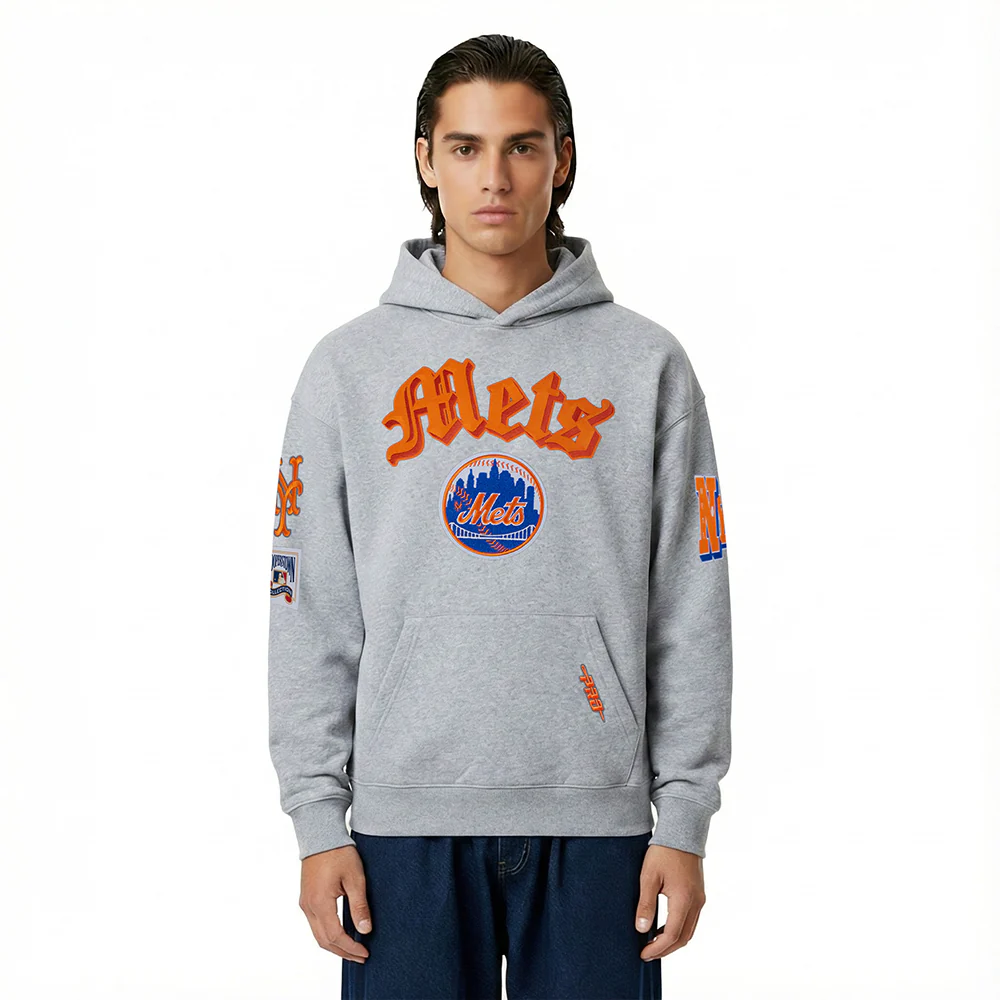 MLB NEW YORK METS BEST OF MEN'S DROP SHOULDER FLC PO HOODIE (DARK HEATHER GRAY) - Image 2